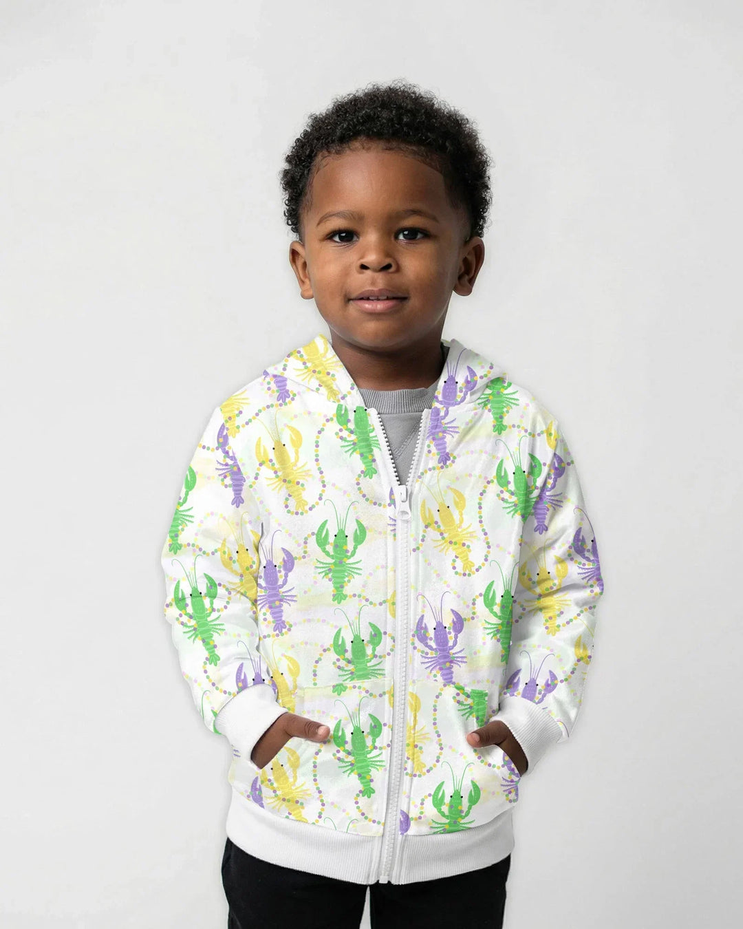 Mardi Gras Langusten Familie Partnerlook Bambus Reißverschluss-Hoodie