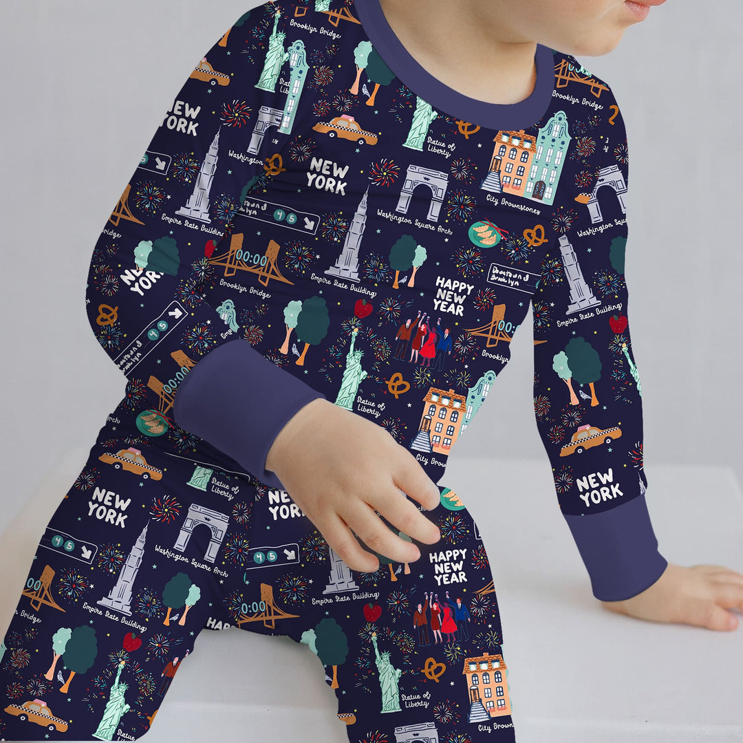 New York New Year Eve Two Piece Long Sleeve Pajama Set