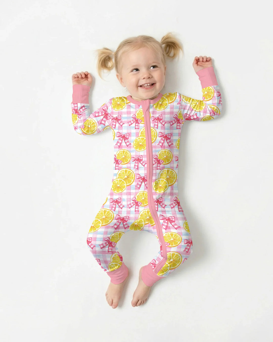 Pink Lemons Bows Checkered Bamboo Convertible Zippy