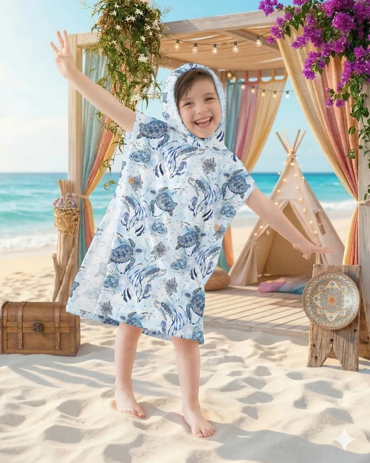 Little Turtles Family Matching Bamboo Swim Poncho