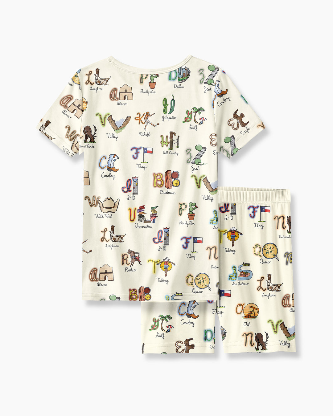 Texas Alphabet Bamboo Two Piece Short Sleeve Shorts Pajama Set