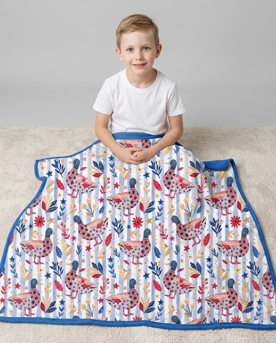 Patriotic Mallard Duck Bamboo Blanket