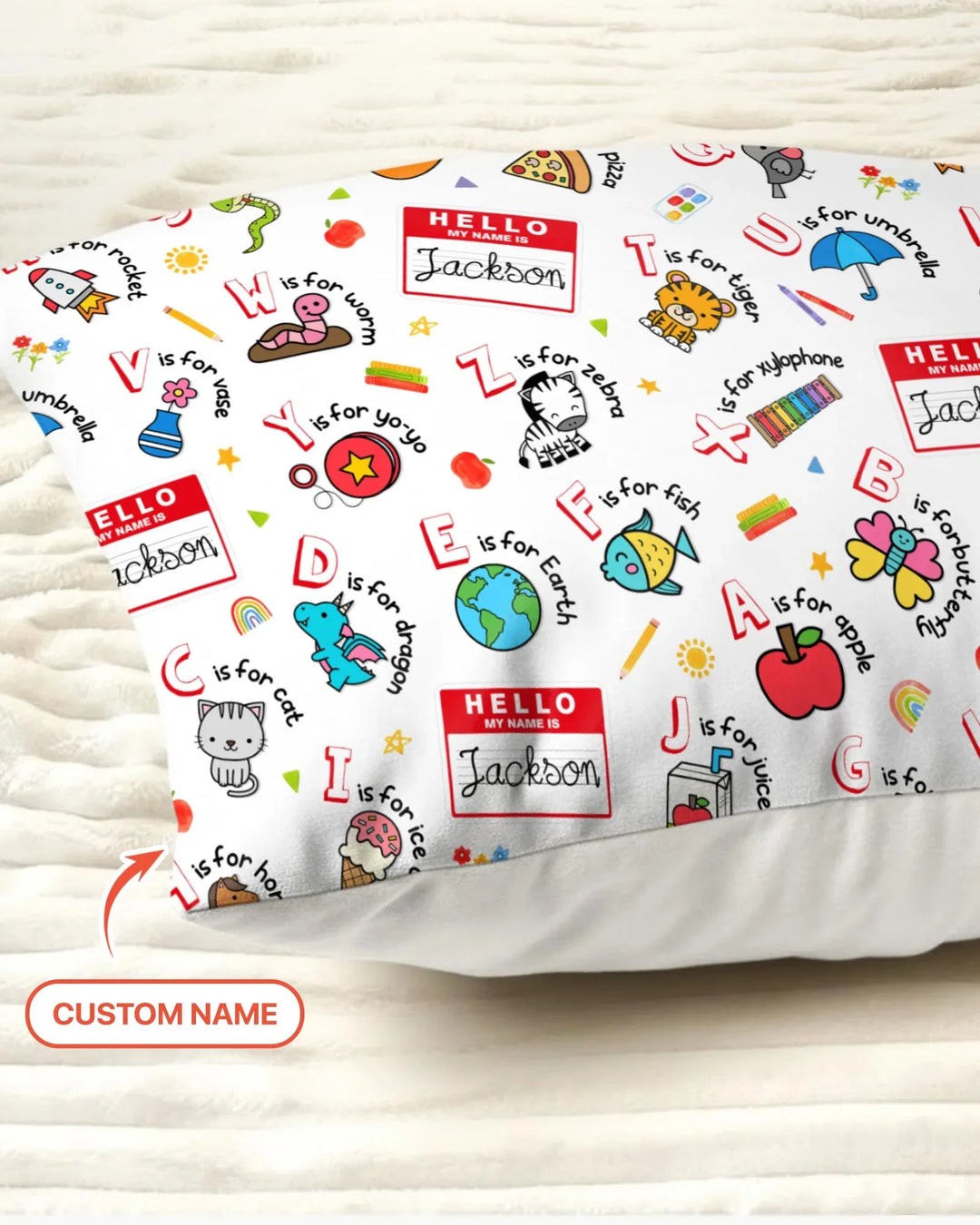 Custom Name Hello School ABCs Bamboo Pillow Case