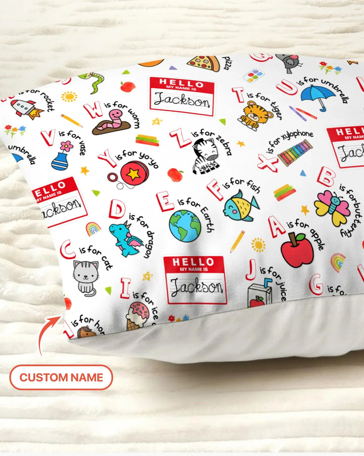 Custom Name Hello School ABCs Bamboo Pillow Case