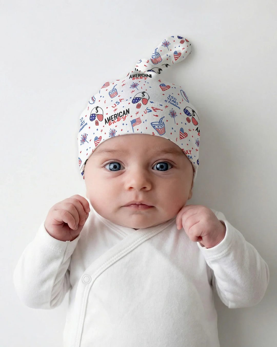 Doodle American Flag Glasses Family Matching Bamboo Knotted Hat