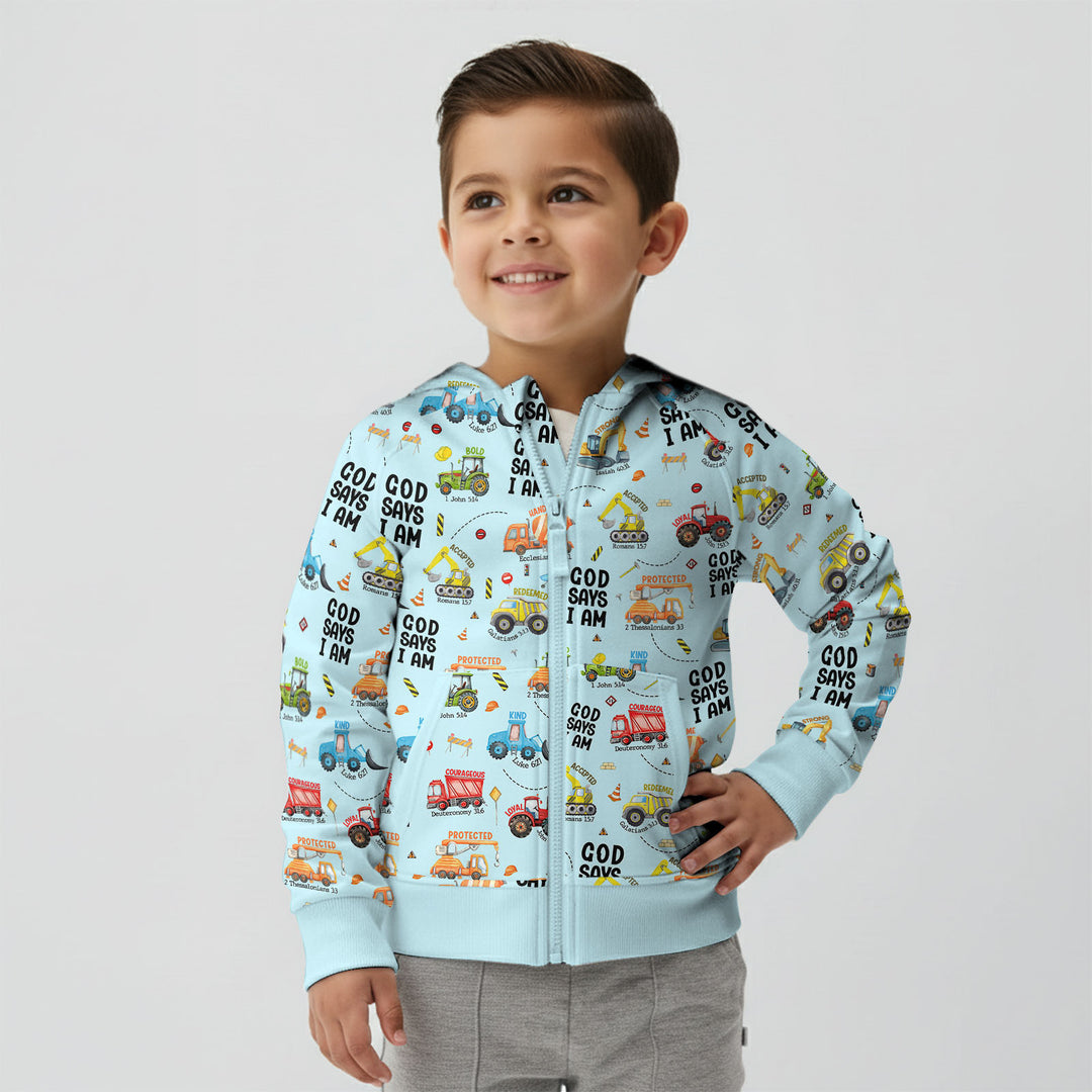 God Says I Am Boy Zip Hoodie