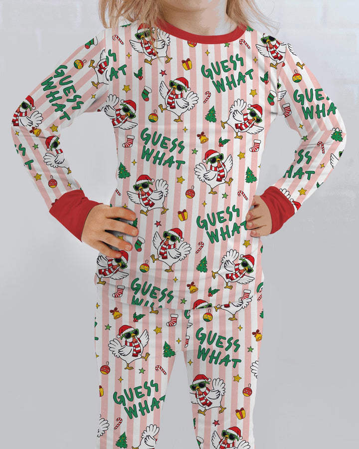 Guess What Chicken Butt Christmas Bamboo Two Piece Long Sleeve Pajama Set