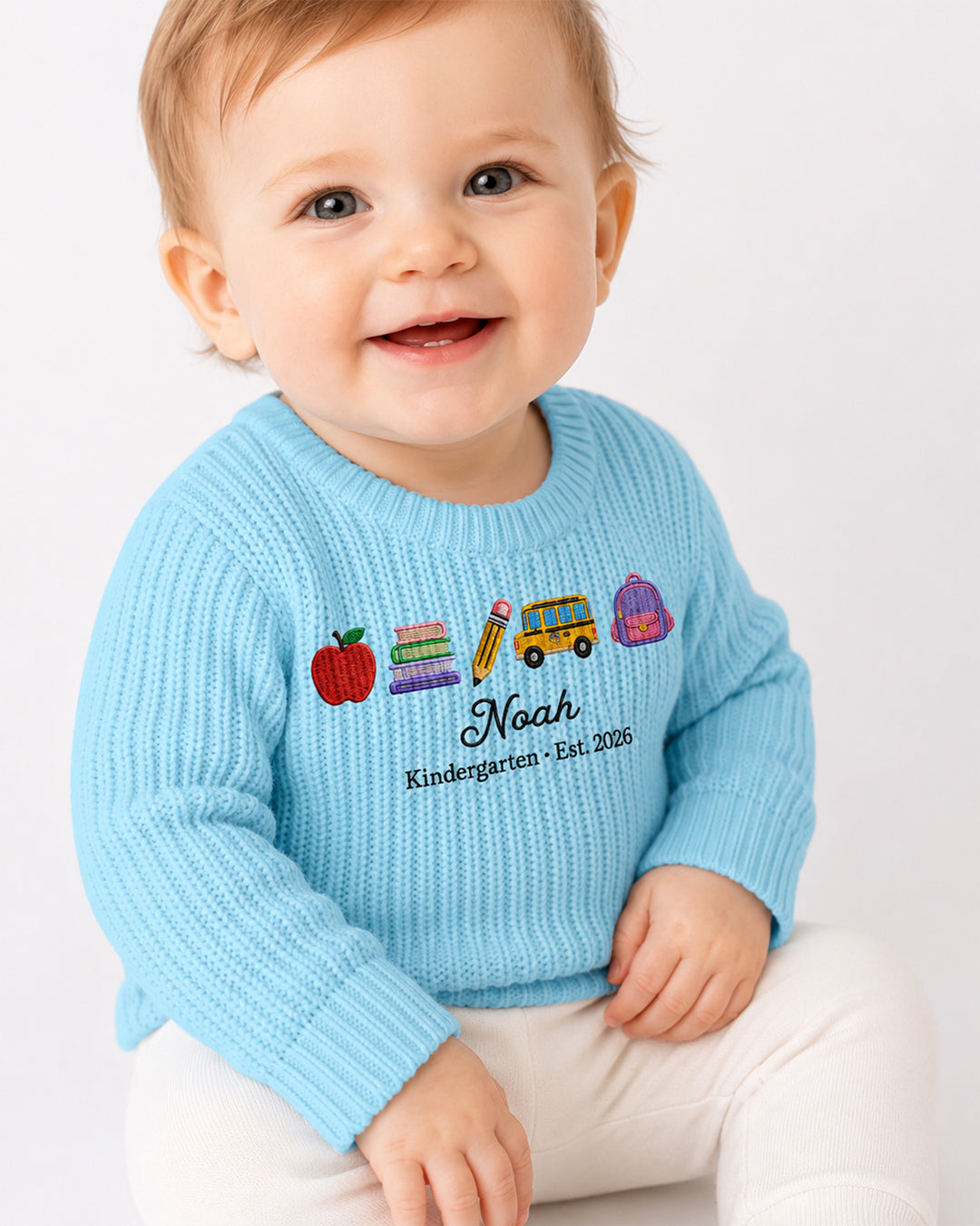 Little Apple Embroidered Baby Name Bamboo Knit Sweater Bubble