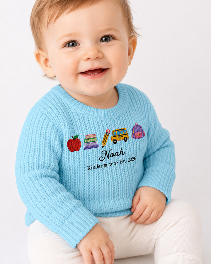 Little Apple Embroidered Baby Name Bamboo Knit Sweater Bubble
