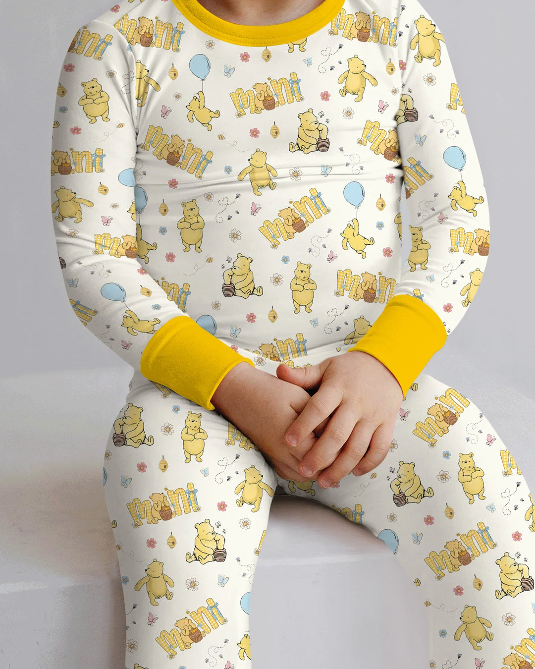 Conjunto de pijama de manga larga de dos piezas de bambú Mama & Mini Honey Bear