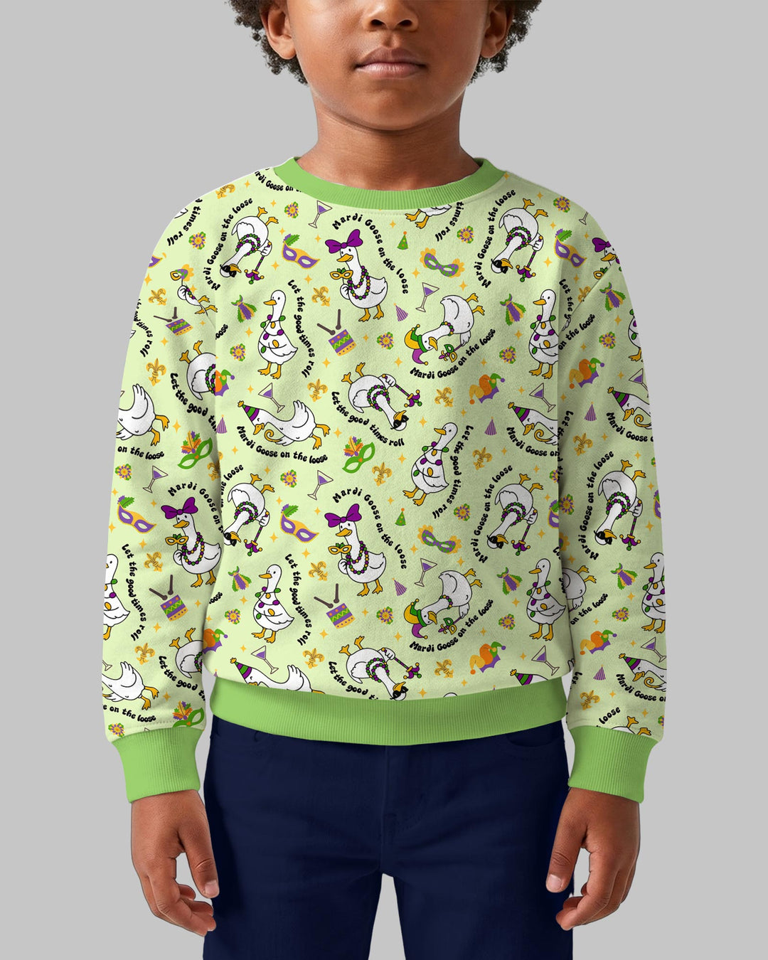 Mardi Gras Silly Goose  Crewneck Sweatshirt