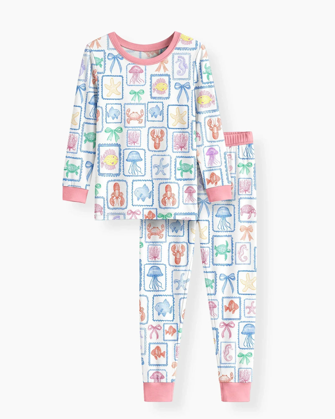 Coastal Treasures Family Matching Bamboo Two Piece Long Sleeve Pajama Set