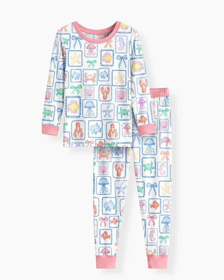 Coastal Treasures Family Matching Bamboo Two Piece Long Sleeve Pajama Set