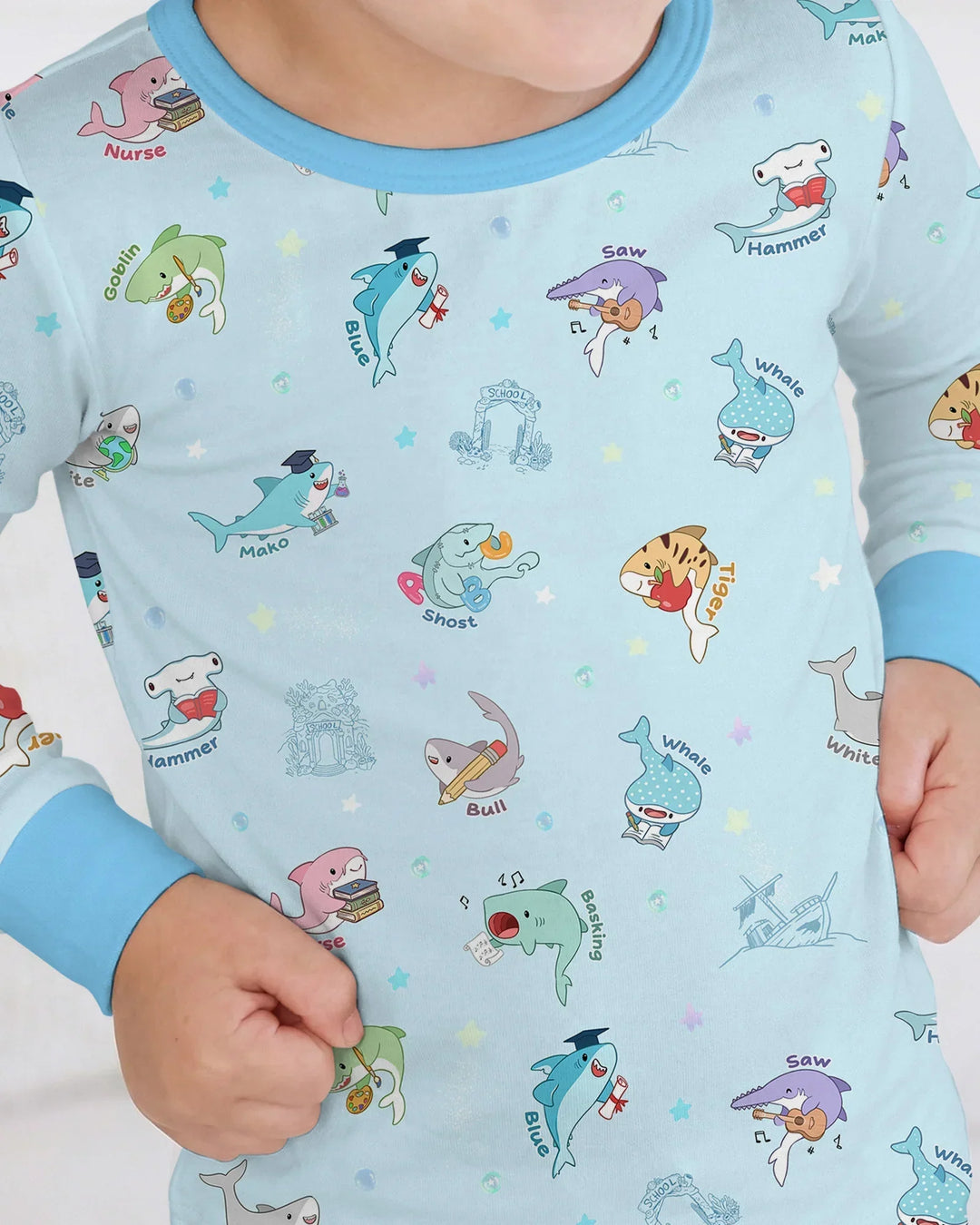 Shark School Bamboo Two Piece Long Sleeve Pajama Set