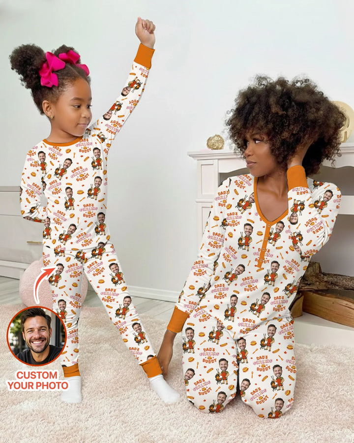 Custom Photo Dad's Grilling Buddy Family Matching Bamboo Women Pajama Set