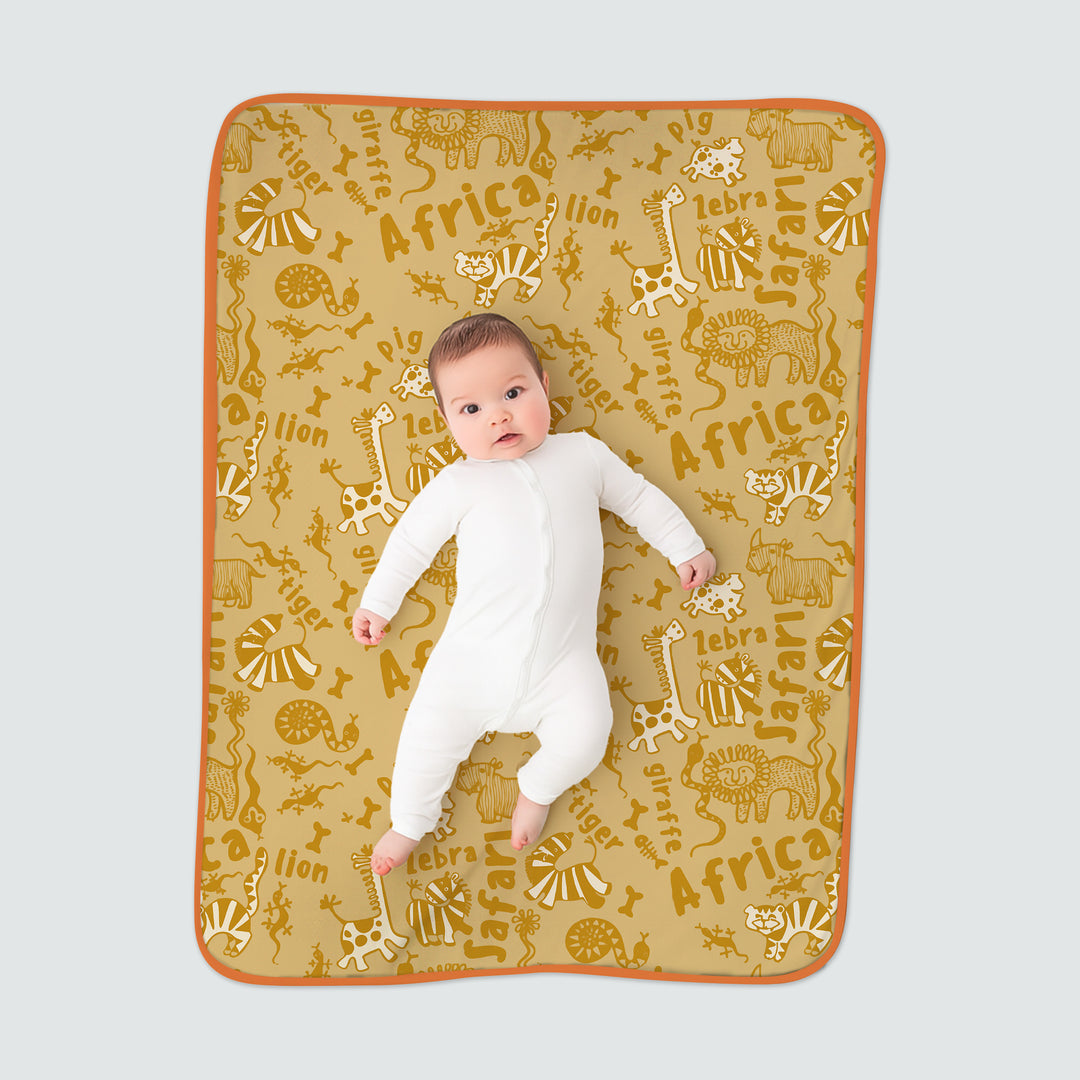 Handdrawn African Animals Toddler Blanket