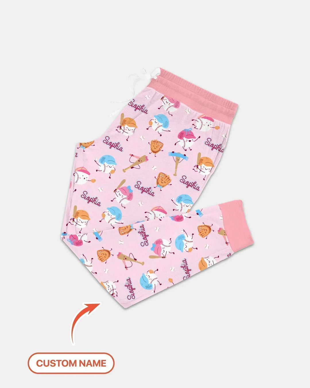 Custom Name Ballparl Family Matching Bamboo Women Pajama Set