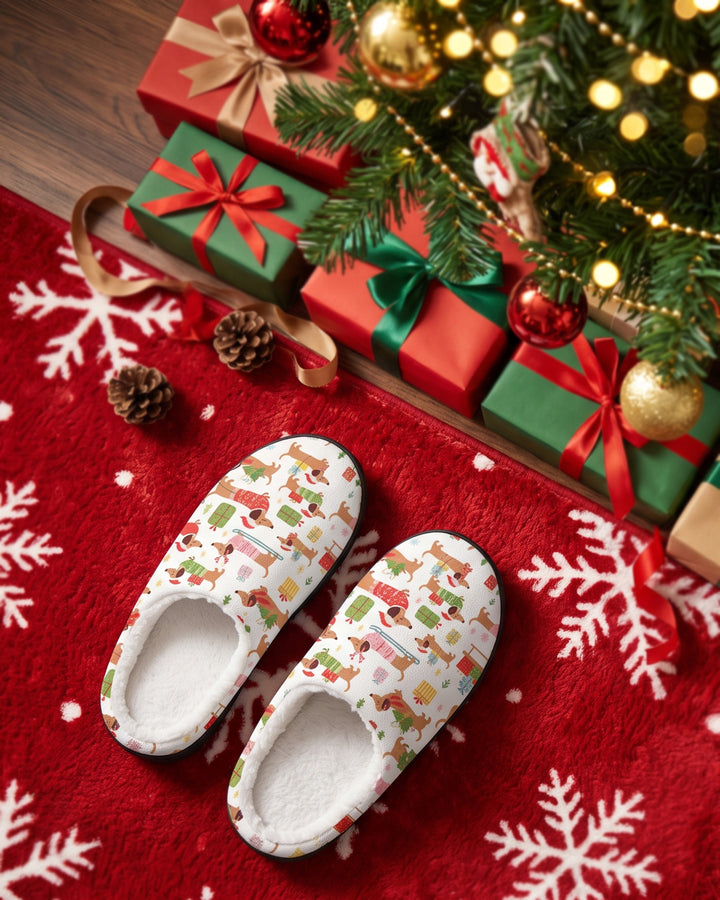 Christmas Dachshund Flat Scuff Slipper