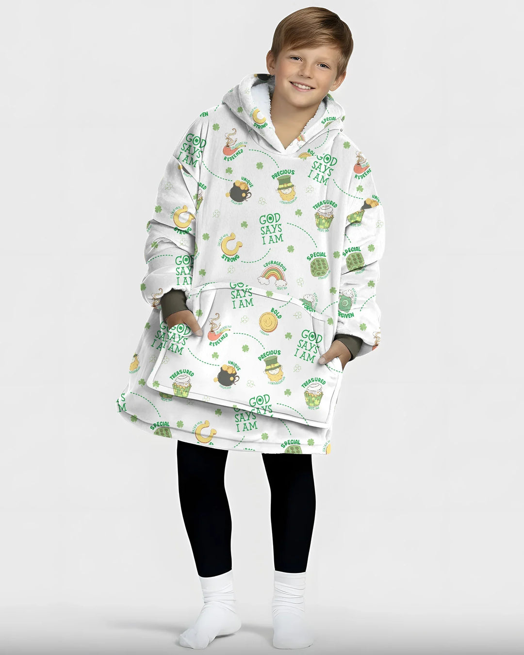 St Patrick's Day God Says I Am Wearable Blanket Hoodie