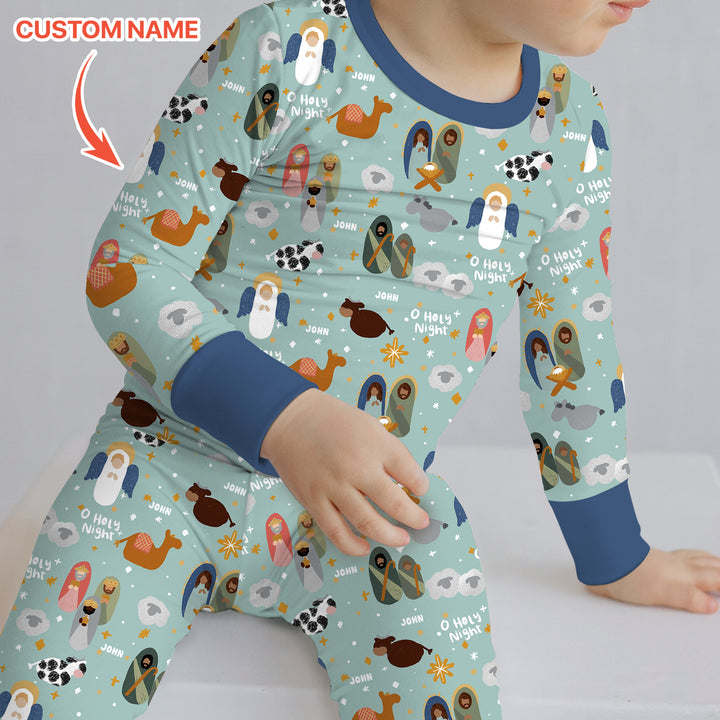 O Holy Night Custom Name Long Sleeve Pajama Set