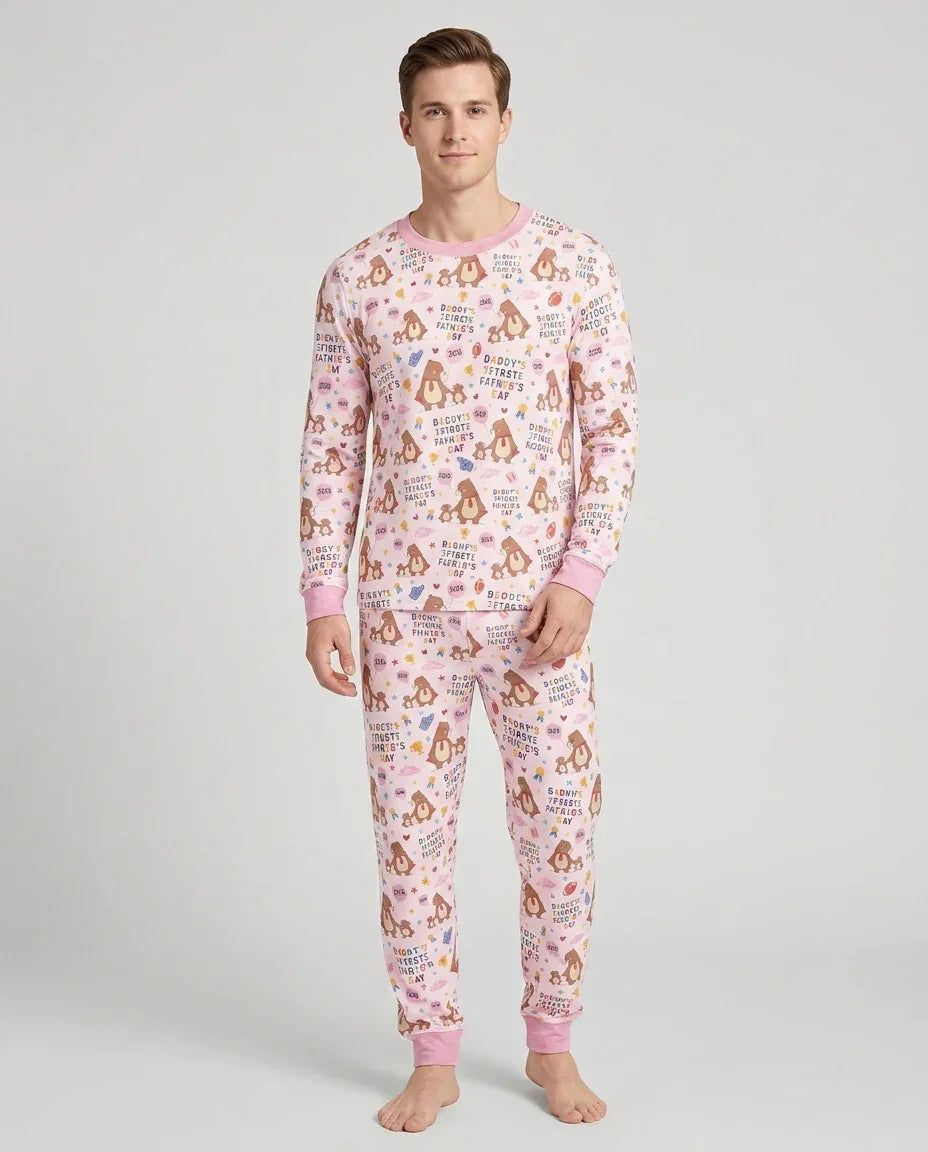 First Father's Day Daddy Bear Family Matching Bamboo Men's Pajama Set