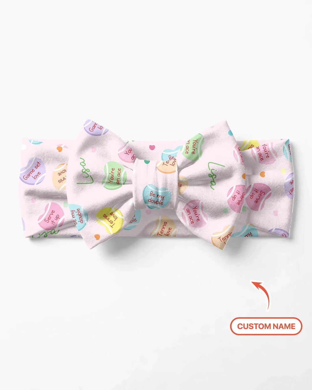 Custom Name Tennis Candy Hearts Headband