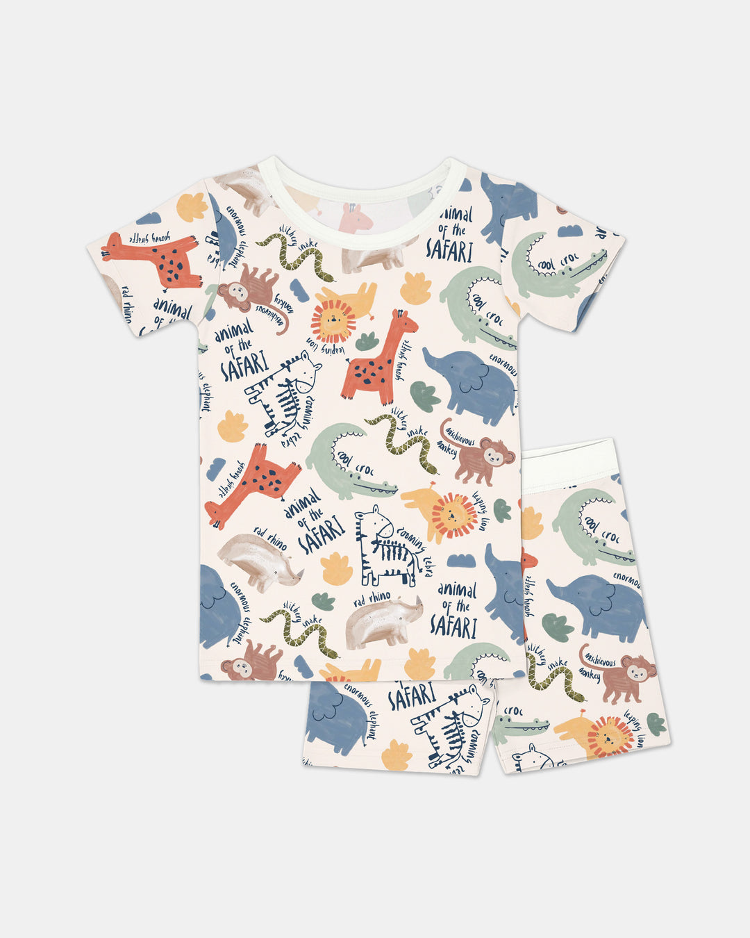 Funny African Animals Two Piece Short Sleeve Shorts Pajama Set