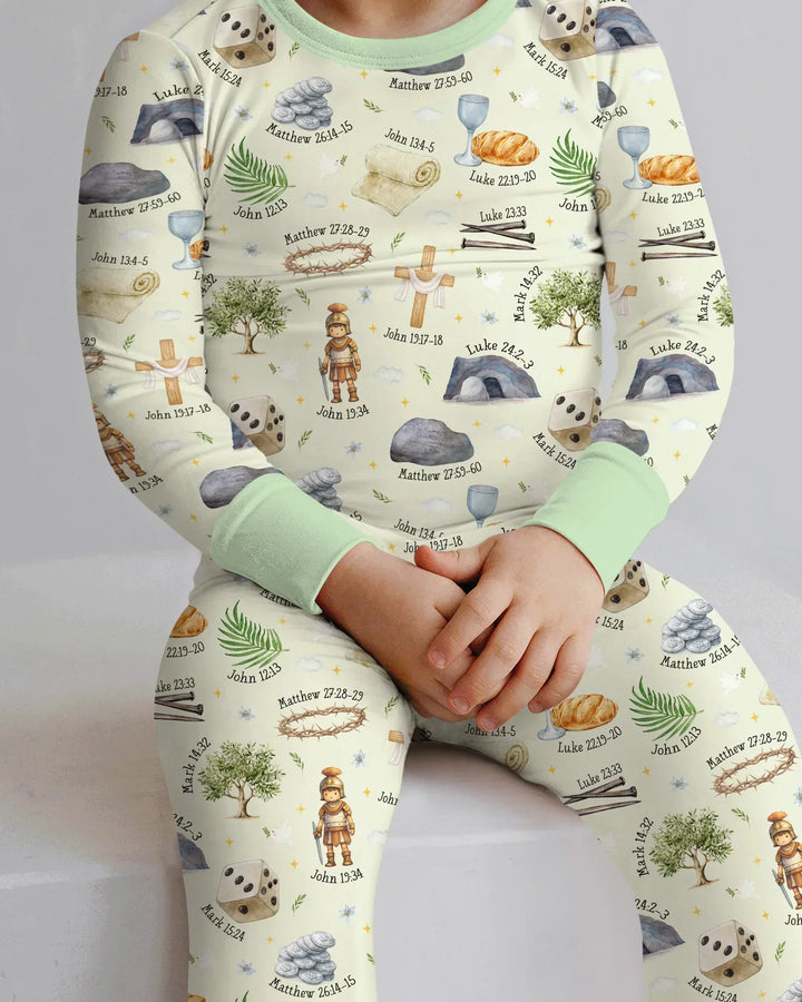 Zweiteiliges Langarm-Pyjama-Set mit Sommerfrüchten