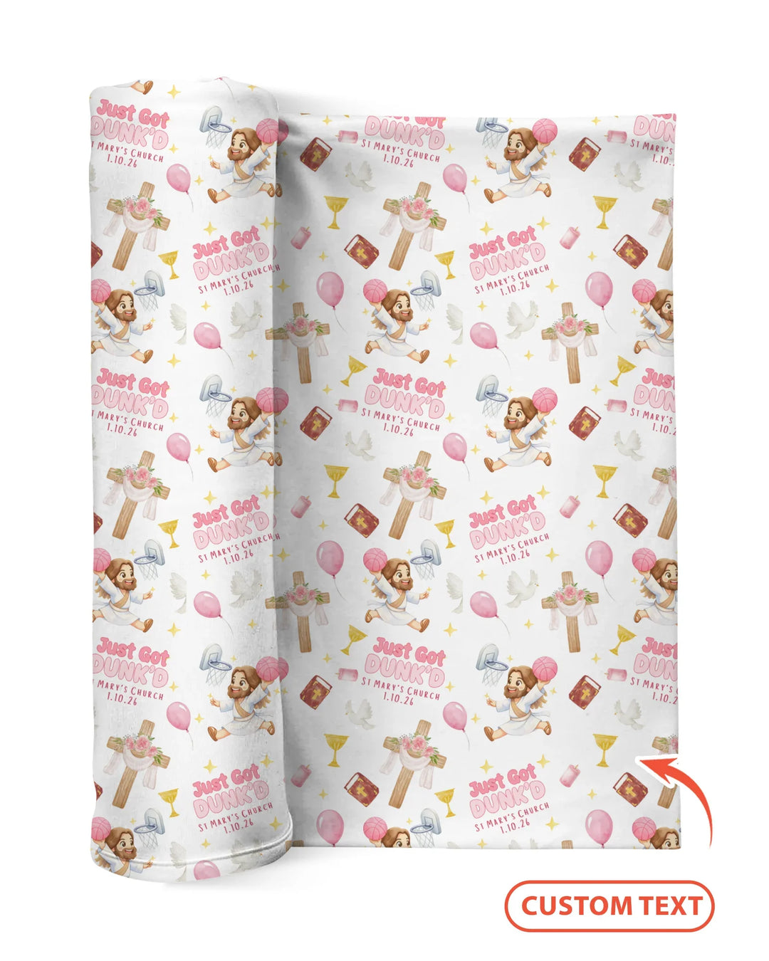 Custom Name Baptism Just Got Dunk'd swaddle blanket