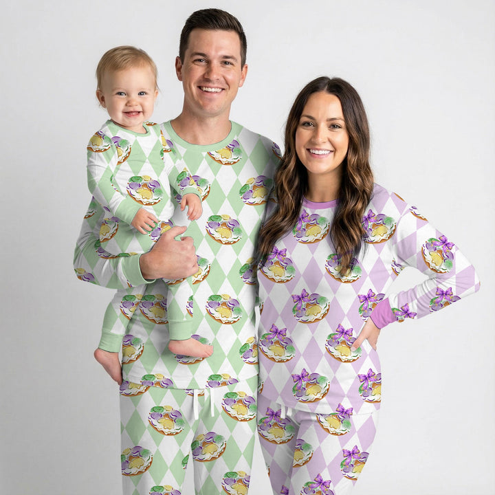 Mardi Gras Donut Two Piece Long Sleeve Pajama Set