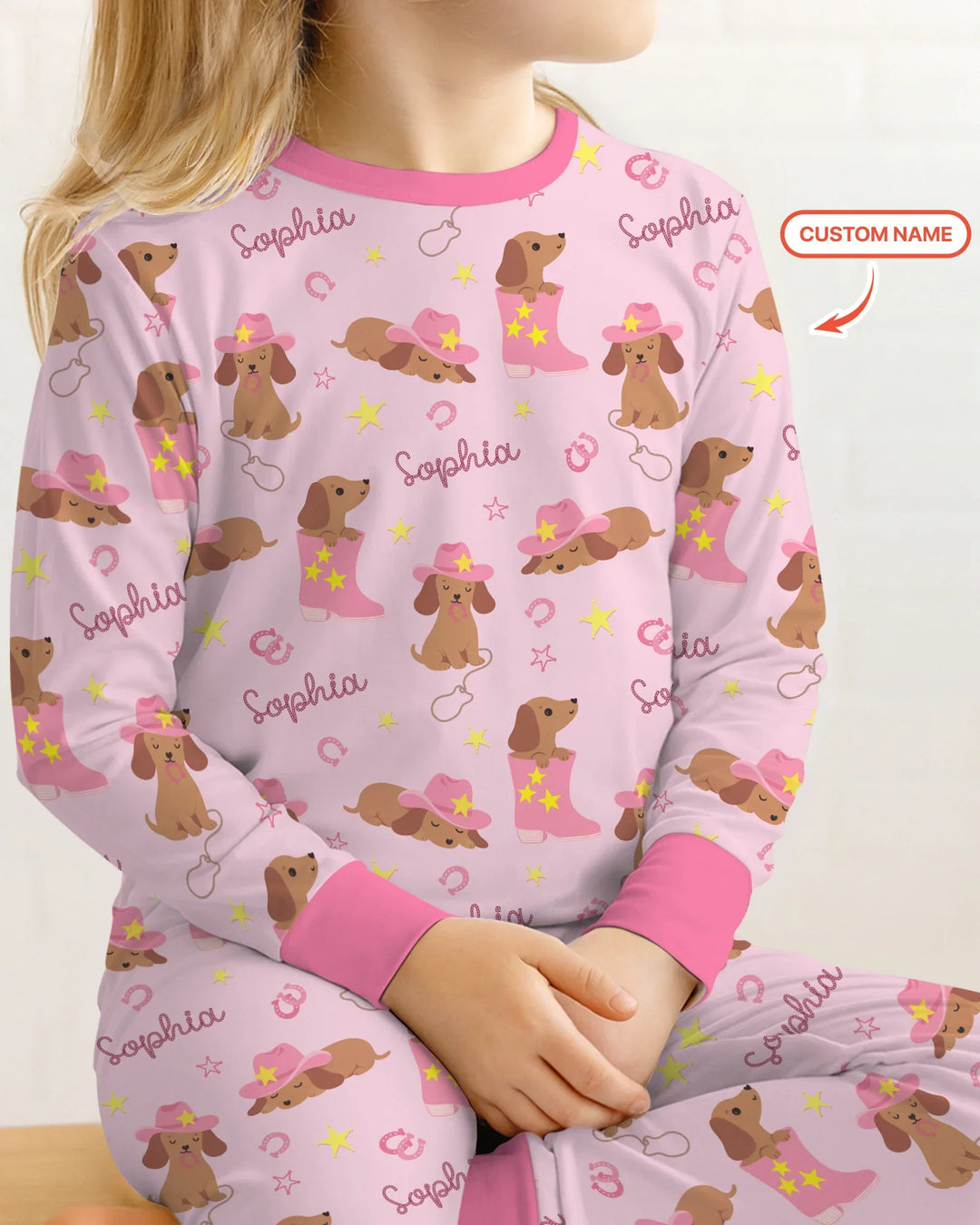 Howdy Dachshund Two Piece Long Sleeve Pajama Set