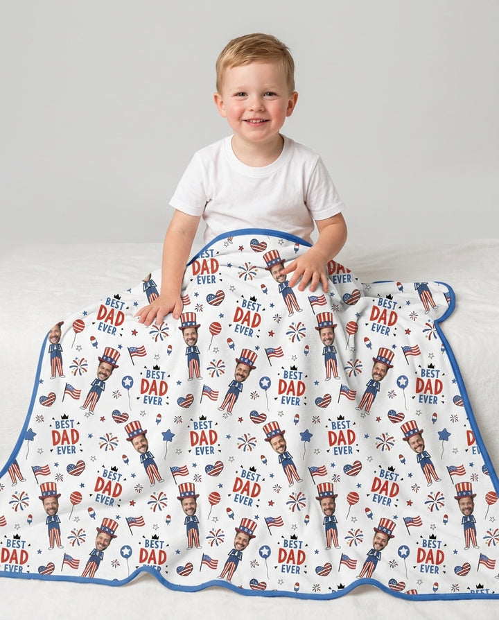 Custom Photo Best Patriotic Family Ever Bamboo Blanket
