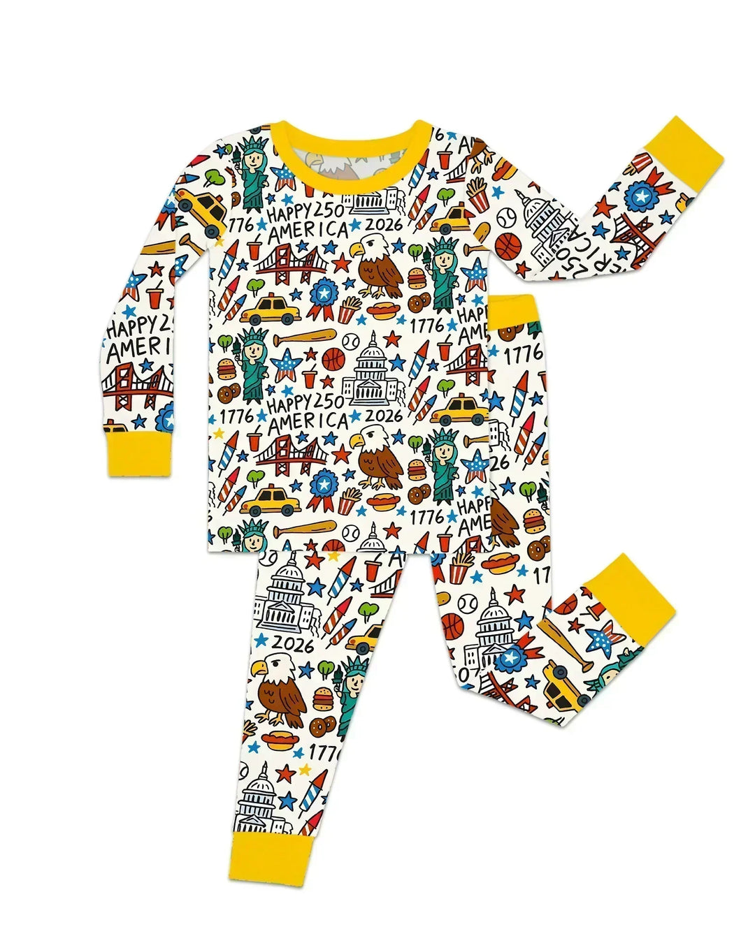 Doodle America 250th Anniversary Family Bamboo Two Piece Long Sleeve Pajama Set