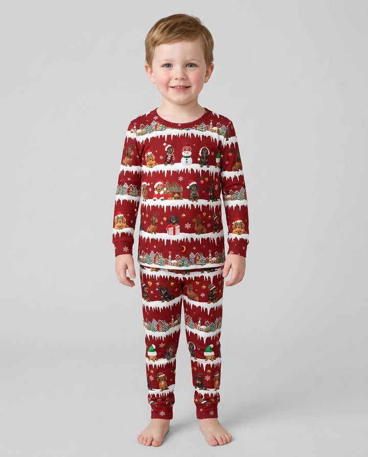 Dachshund Through The Snow Bamboo Two Piece Long Sleeve Pajama Set