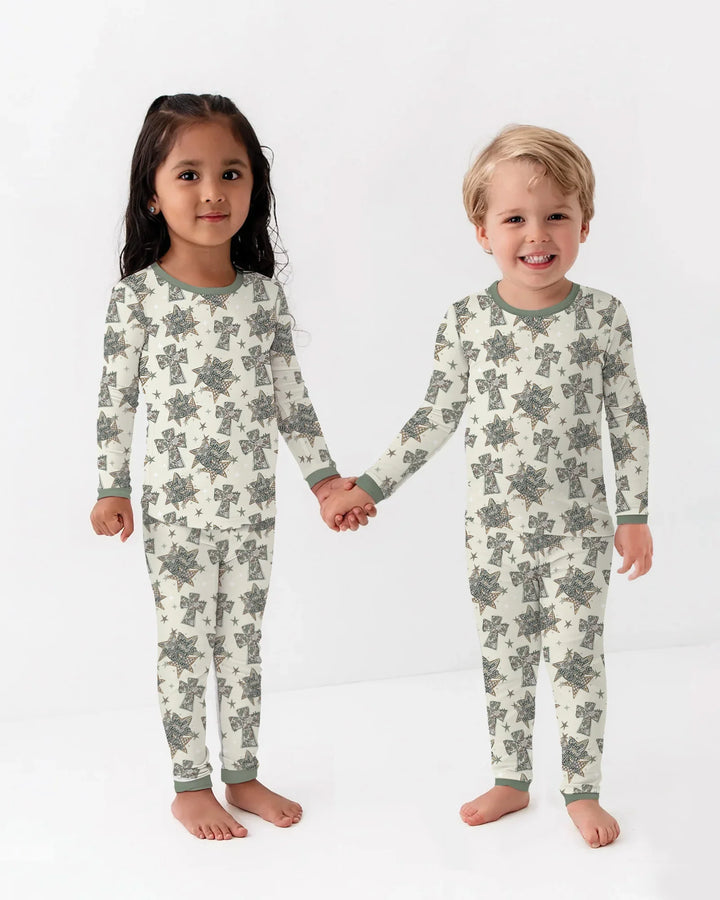 Conjunto de pijama de dos piezas de bambú con mangas largas, plantilla PERSONALIZADA