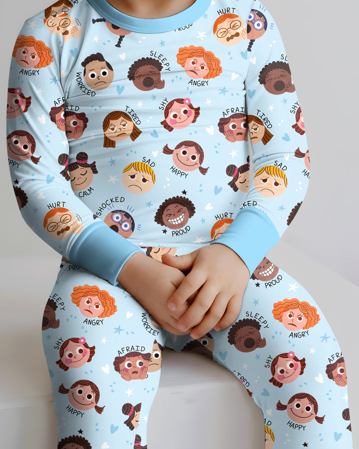 Feelings Vocabulary Bamboo Two Piece Long Sleeve Pajama Set