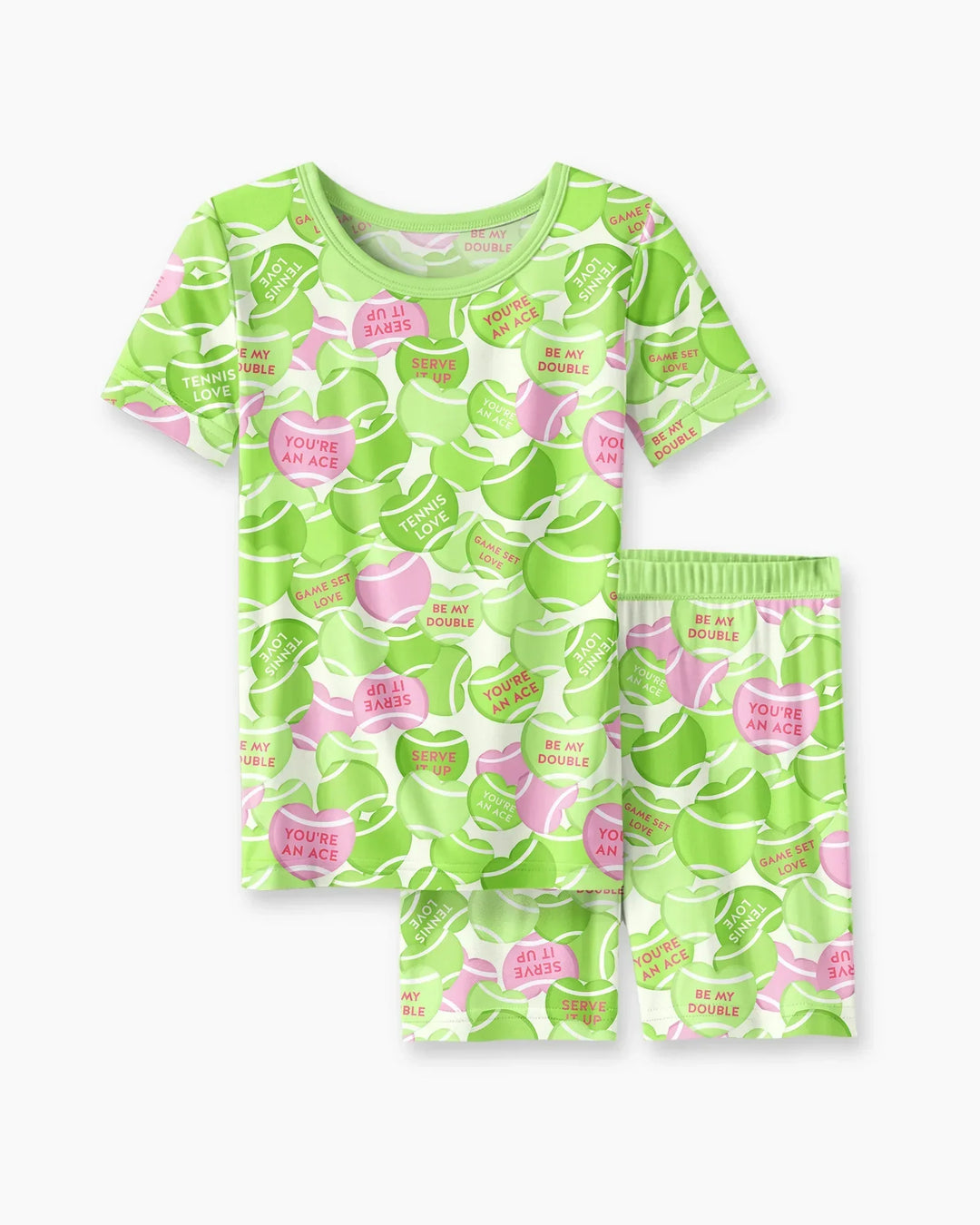 Tennis Candy Family Matching Bamboo Two Piece Short Sleeve Shorts Pajama Set