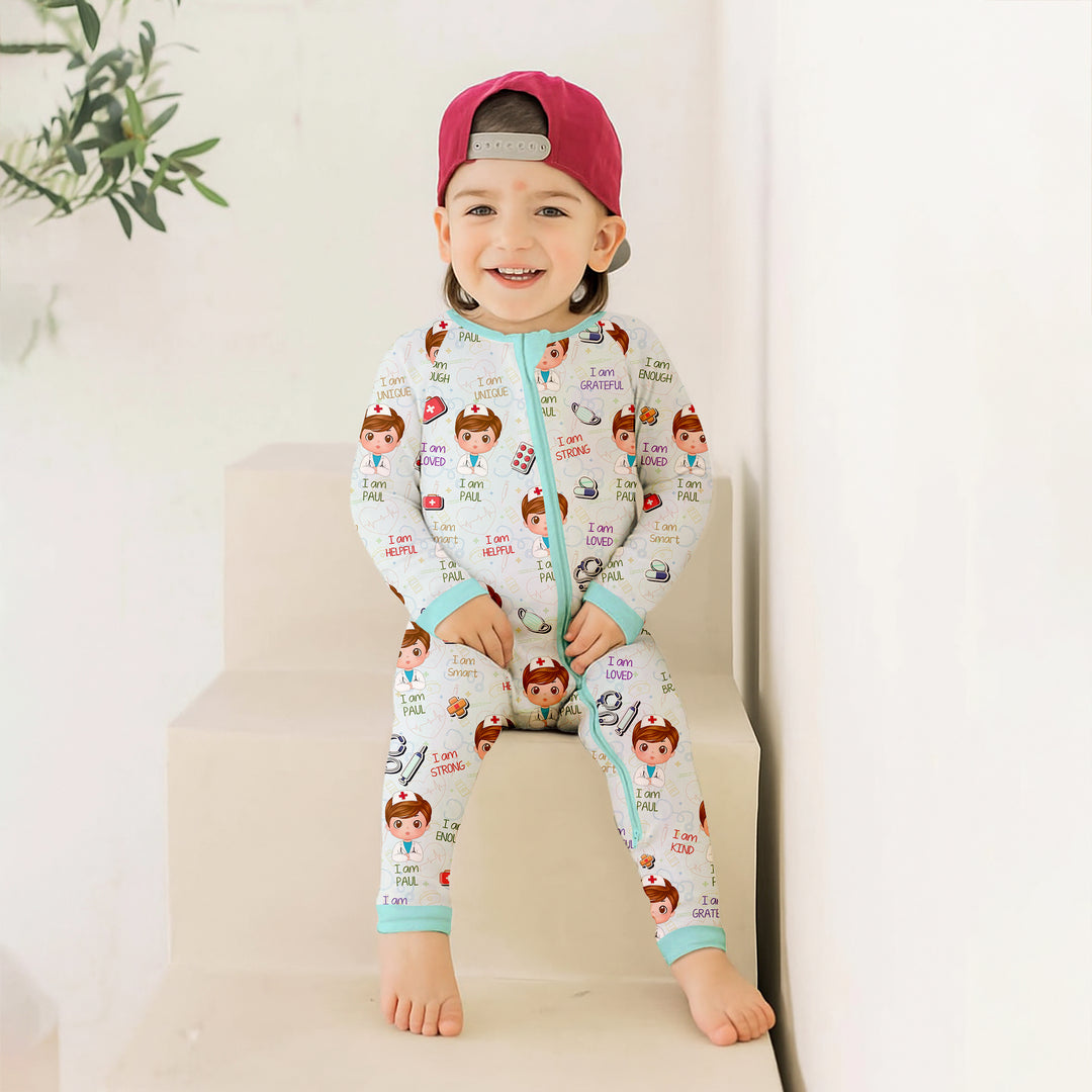 Personalized Dream Jobs Convertible Zippered Romper - Doctor