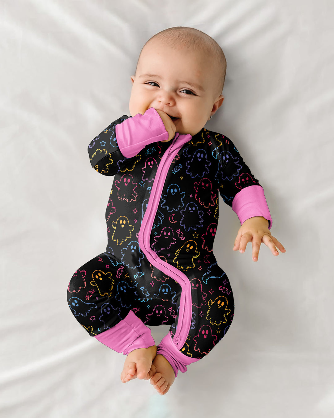 Halloween Colorful Neon Ghost Baby Boo  Bamboo Convertible Zippy