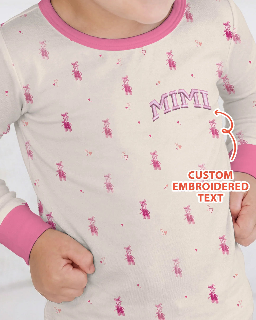 Custom Embroidered Mommy and Me Matching Bamboo Two Piece Long Sleeve Pajama Set