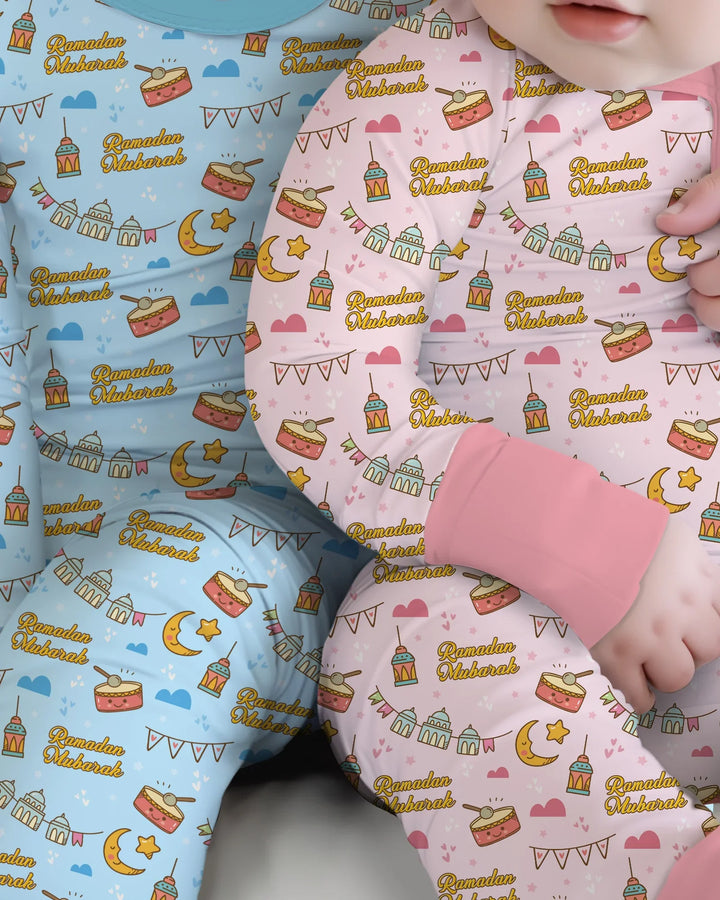 Ramadan Mubarak Two Piece Long Sleeve Pajama Set