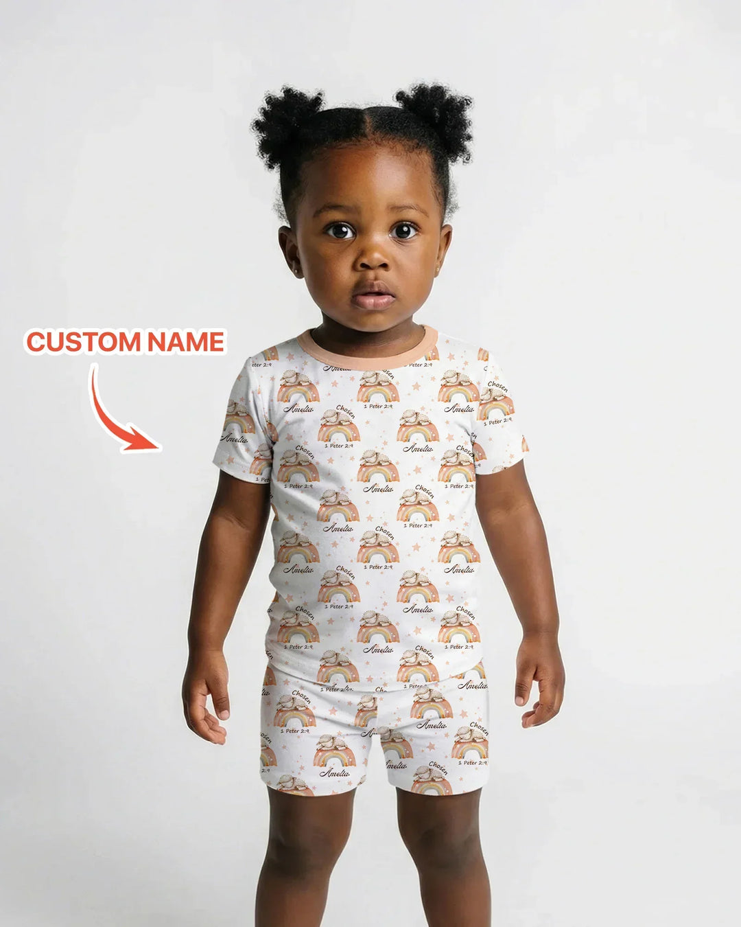 Chosen As His Own Custom Name Bamboo Two Piece Short Sleeve Shorts Pajama Set