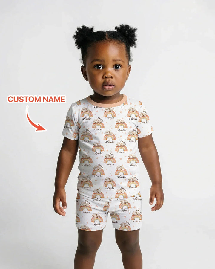 Chosen As His Own Custom Name Bamboo Two Piece Short Sleeve Shorts Pajama Set