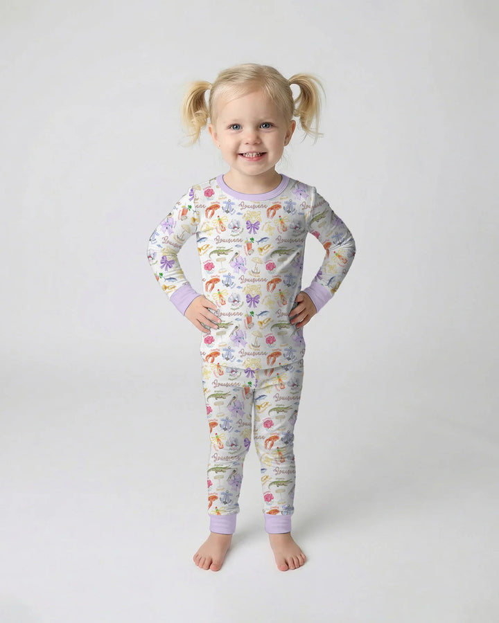 Zweiteiliges Langarm-Pyjama-Set mit Sommerfrüchten