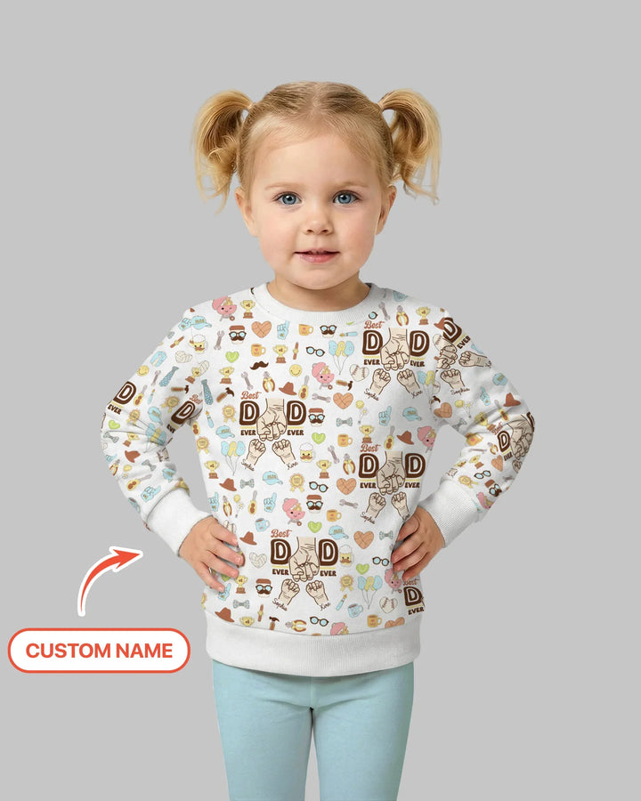 Custom Kids Name Best Dad Ever Bamboo Crewneck Sweatshirt