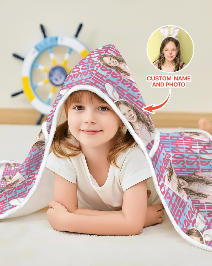 Colorful Kids Name Bamboo Blanket Hoodie
