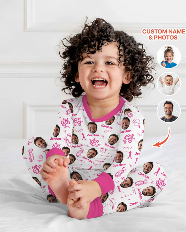 Custom Photo Best Dad By Par Bamboo Two Piece Long Sleeve Pajama Set