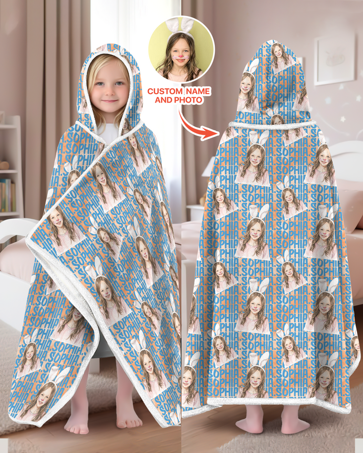 Colorful Kids Name Bamboo Blanket Hoodie