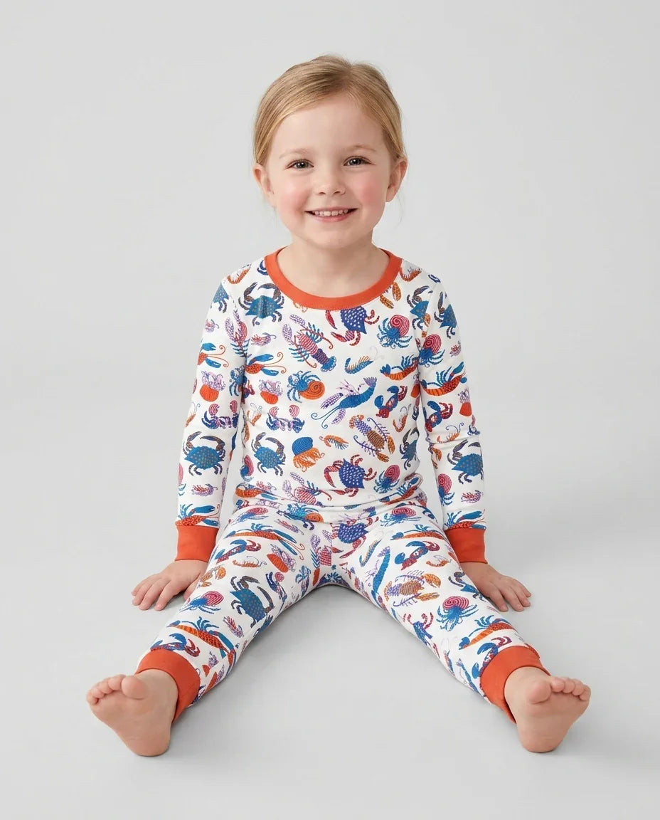 Crustacean Nation Family Matching Bamboo Two Piece Long Sleeve Pajama Set