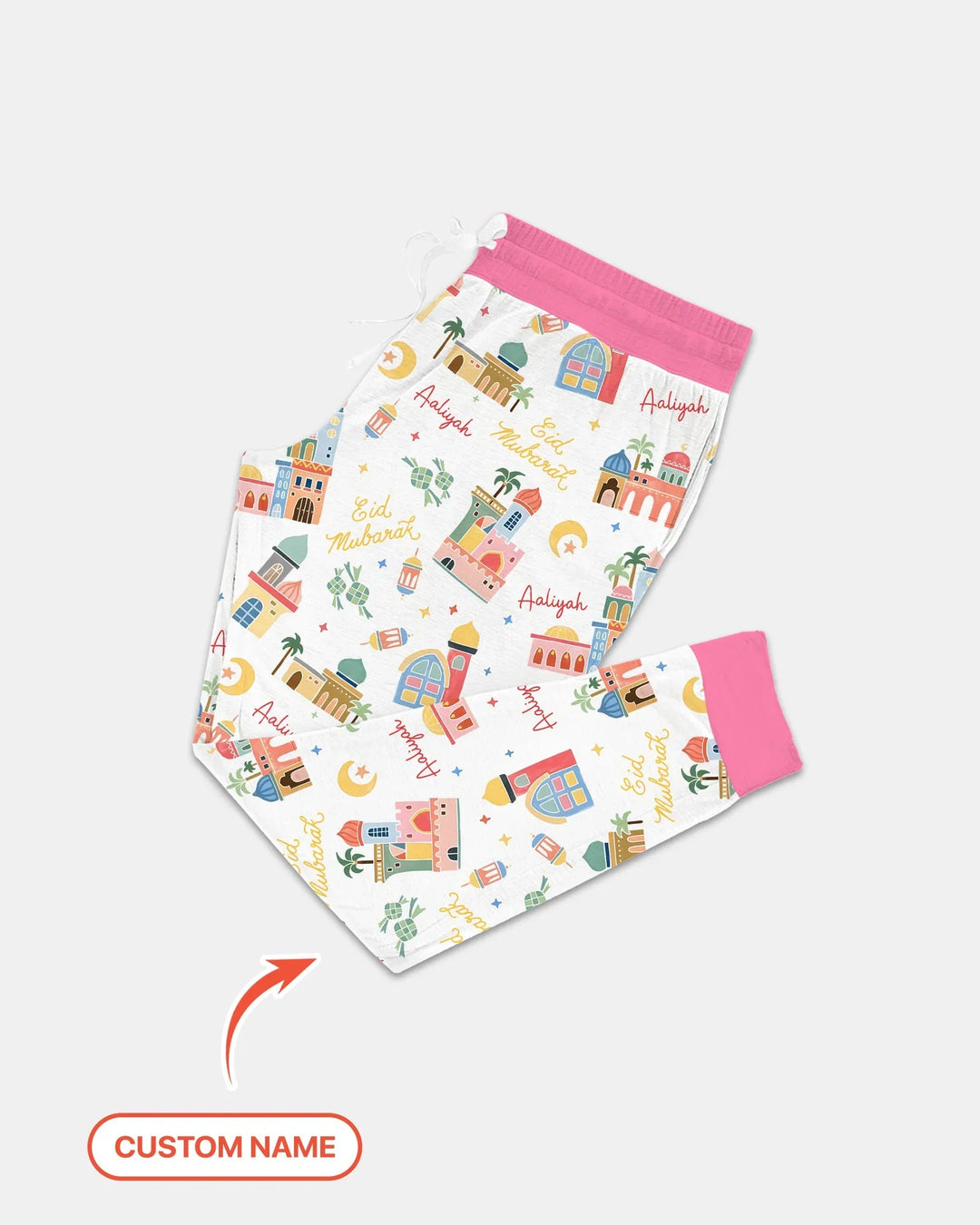 Eid Mubarak Custom Name Women Pajama Set